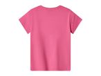 Plain pink short-sleeved t-shirt for children, back view.