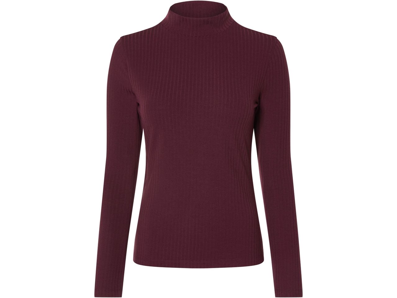 Maroon ribbed long-sleeve turtleneck top