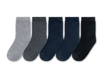Fünf Paar Socken in verschiedenen Grautönen und Blautönen