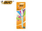BIC 4 Colours Fun pen in light blue, medium point, shown on its packaging.