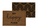 Dva rjava predpražnika, eden z napisom »MY happy PLACE«, drugi z vzorcem listov.