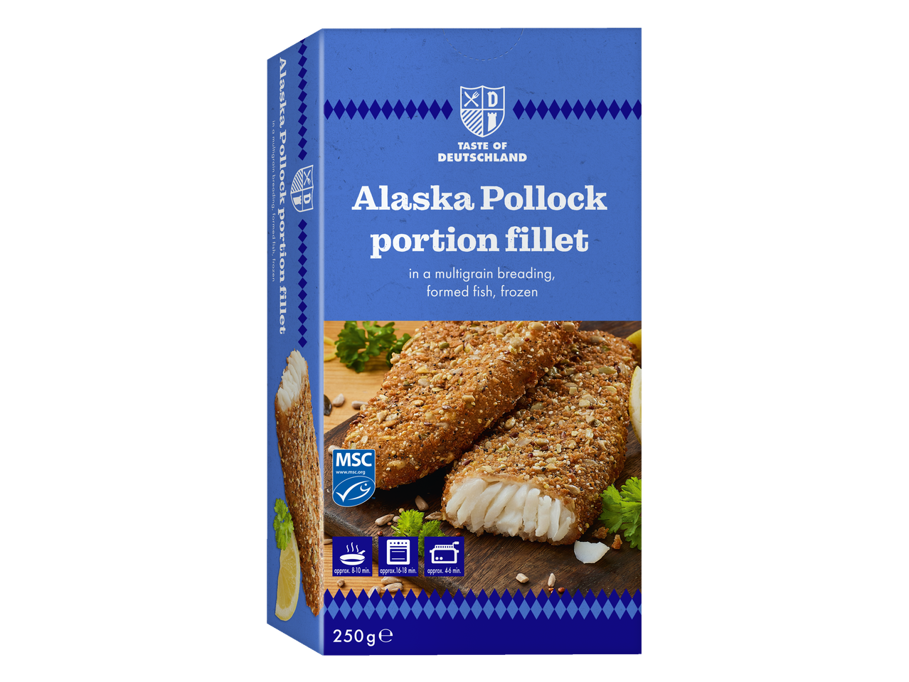 Taste of Germanland Aliaskos menkių filė gabaliukai su grūdėta džiūvėsėlių plutele, 250g.