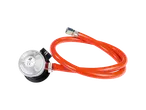 Gas regulator and orange hose.