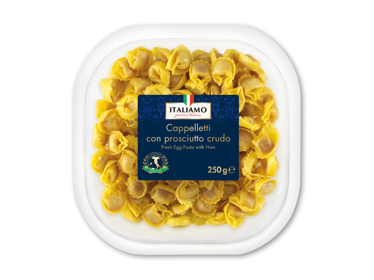 ITALIAMO Cappelletti con prosciutto crudo: 250g frisk ægpasta med skinke.
