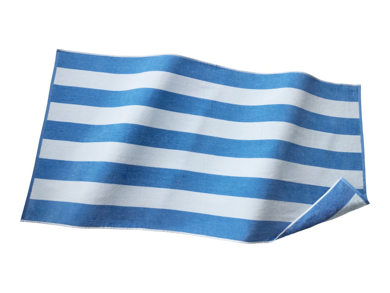 Blue and white striped beach towel