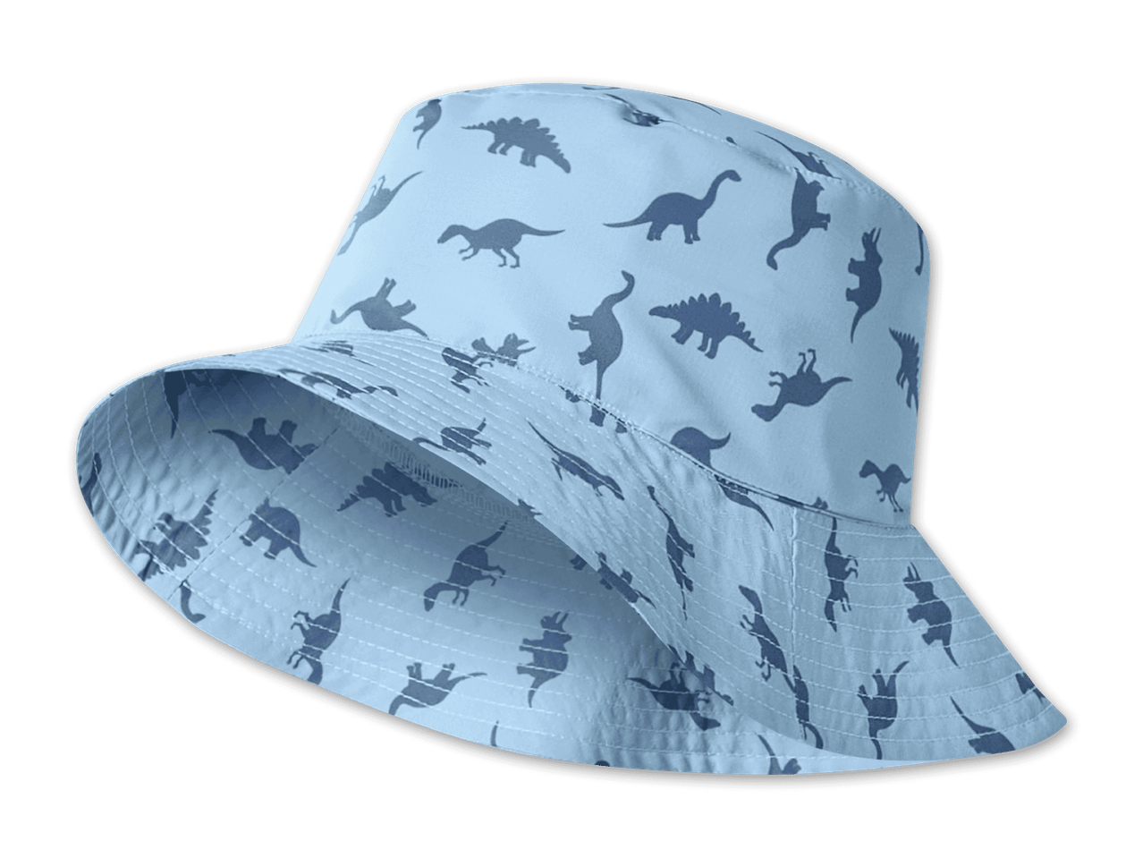 Hellblauer Fischerhut mit Dinosaurier-Muster