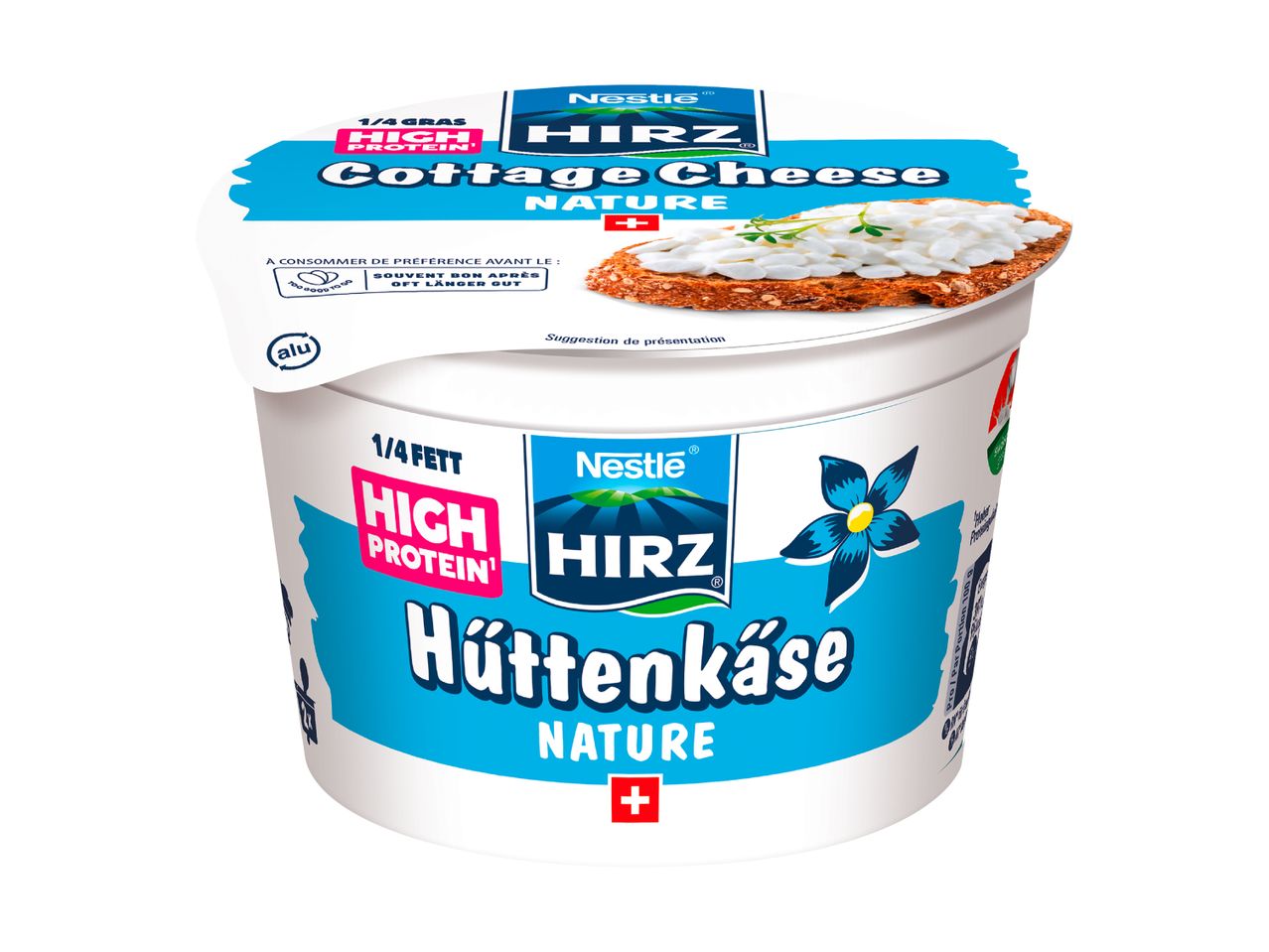 Hirz Hüttenkäse Natur, Frischkäse im Becher.