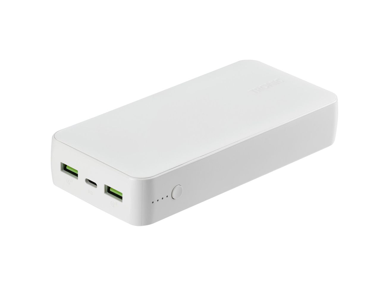 Fehér Tronsmart power bank, több USB porttal.
