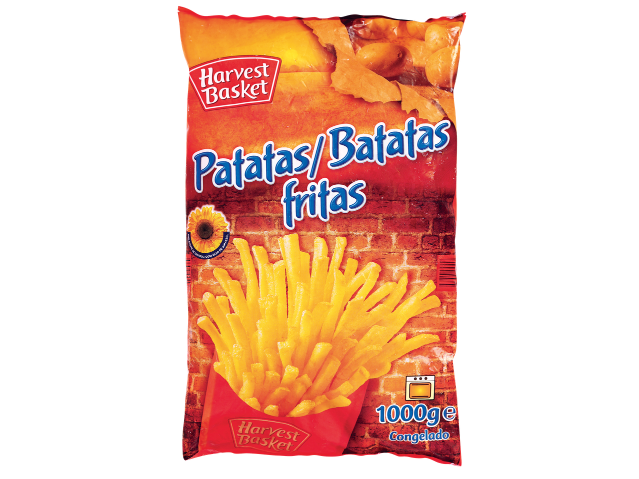 Batatas fritas congeladas Harvest Basket com óleo de girassol, 1000g.