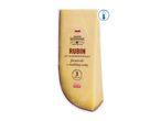 A wedge of Skarby Serowara Rubin cheese, a long-aged farmer's cheese with a buttery note.
