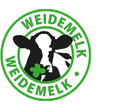 Zegel met de tekst "WEIDEMELK".