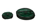 Two collapsed green and black pop-up garden bags of different sizes.