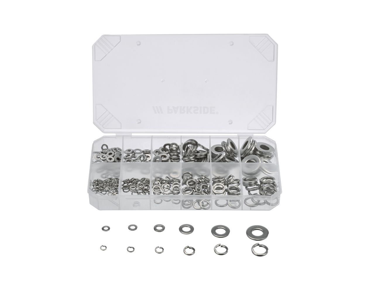 Assortimento set minuteria in confezione trasparente.