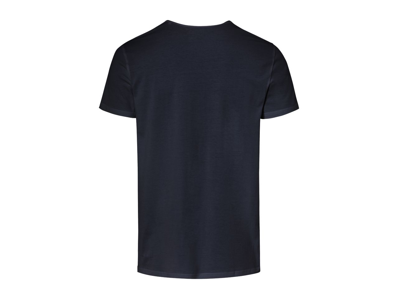 A dark navy blue crew neck t-shirt.