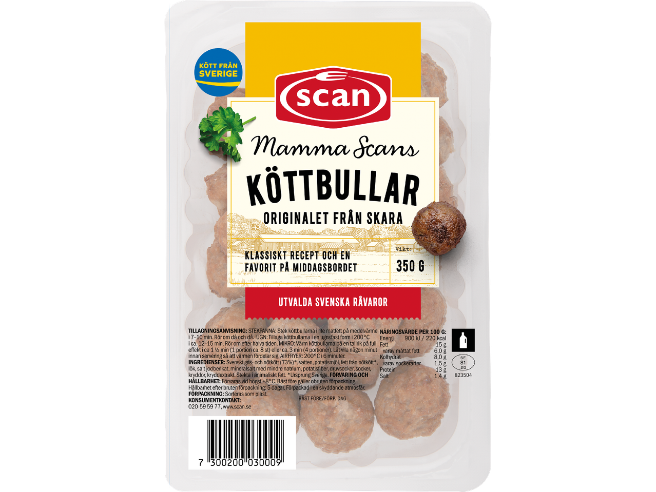 Scan Mamma Scans Köttbullar i plastförpackning.