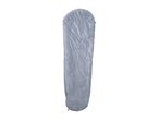 Light grey sleeping bag with a zipper, isolated on a white background.
