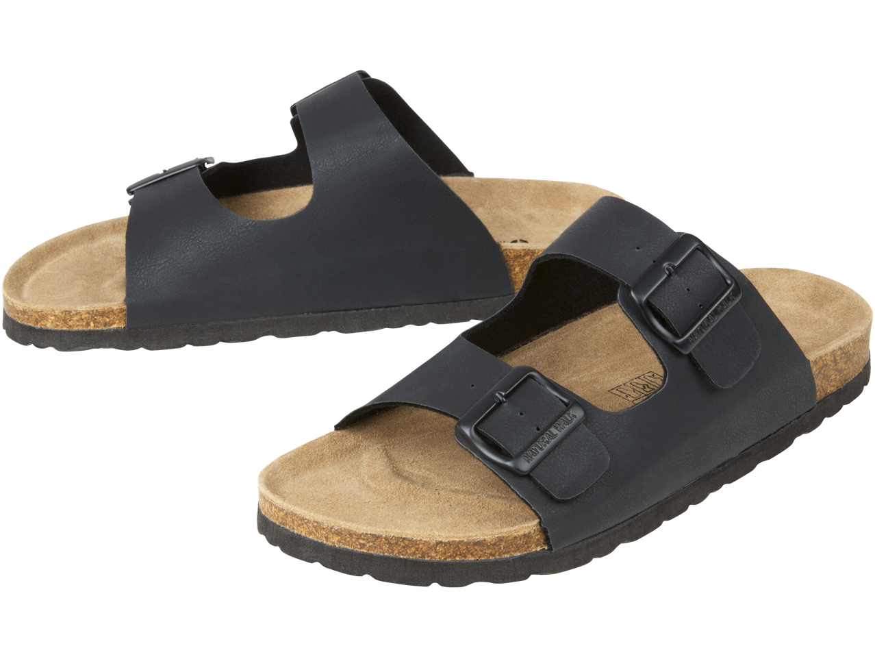 O pereche de sandale negre Natural Walk.