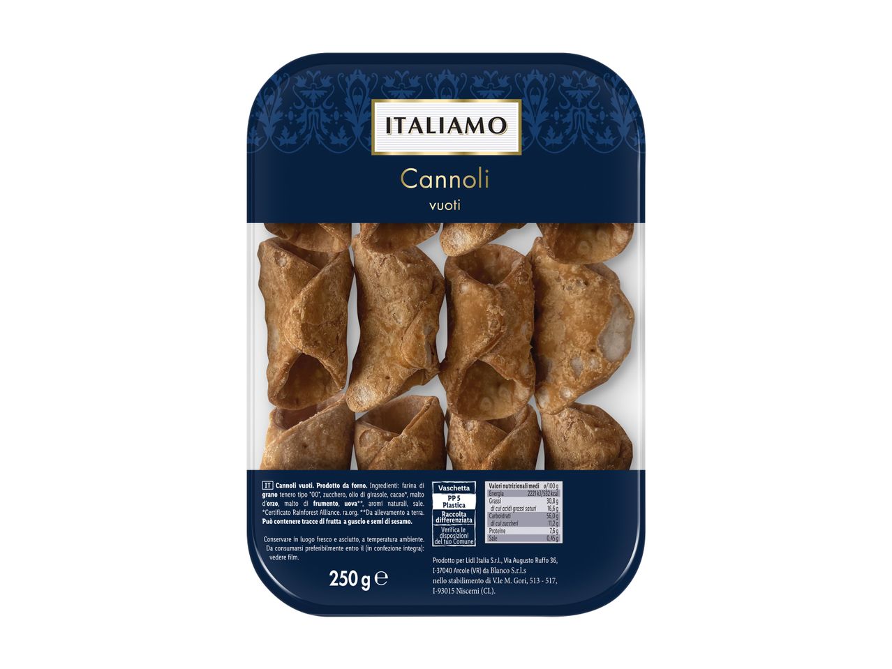 Confezione di Cialde per cannoli Italiamo, pronti per essere farciti.