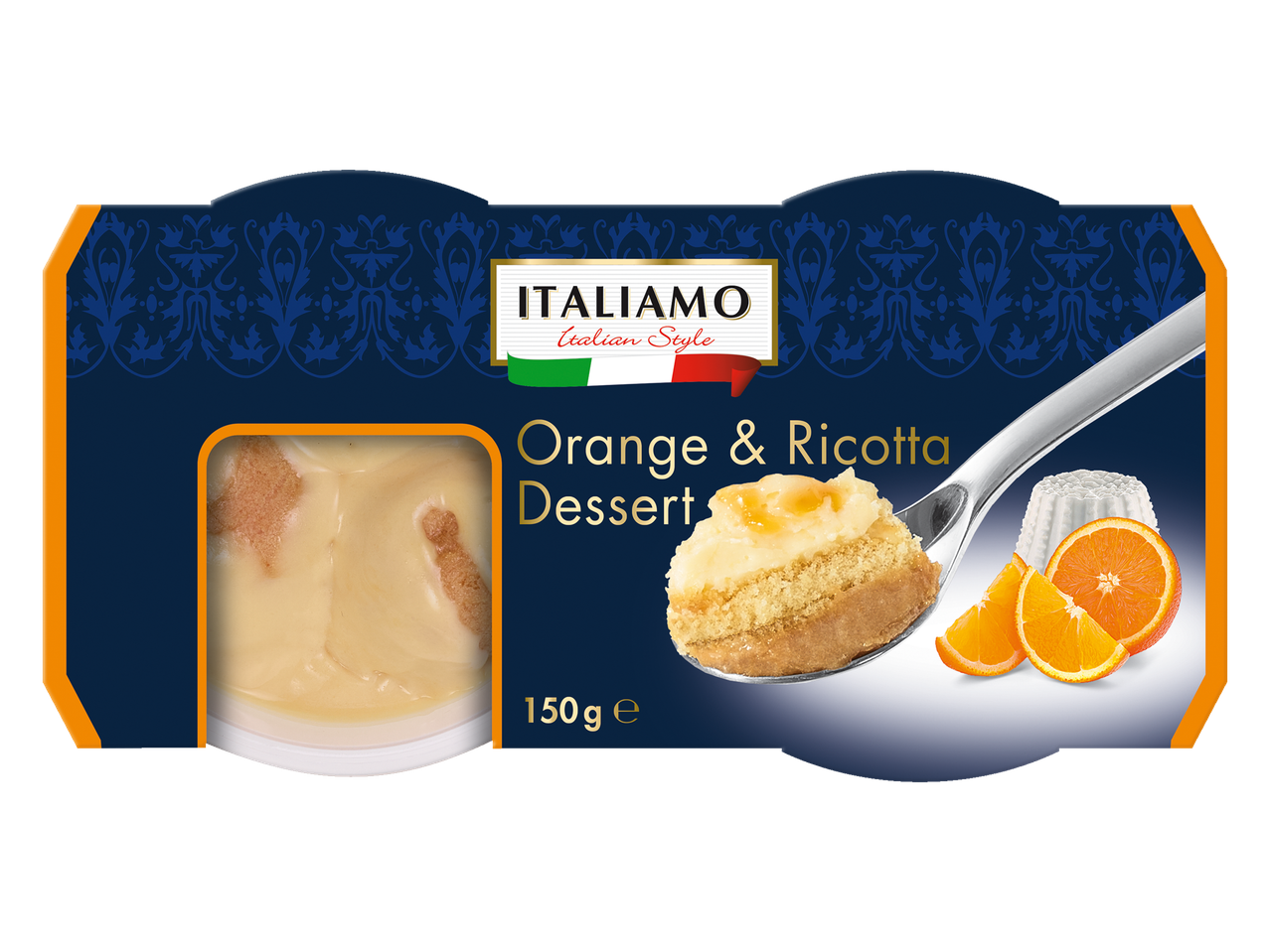 Italianamo Italiaanse stijl sinaasappel en ricotta dessert.