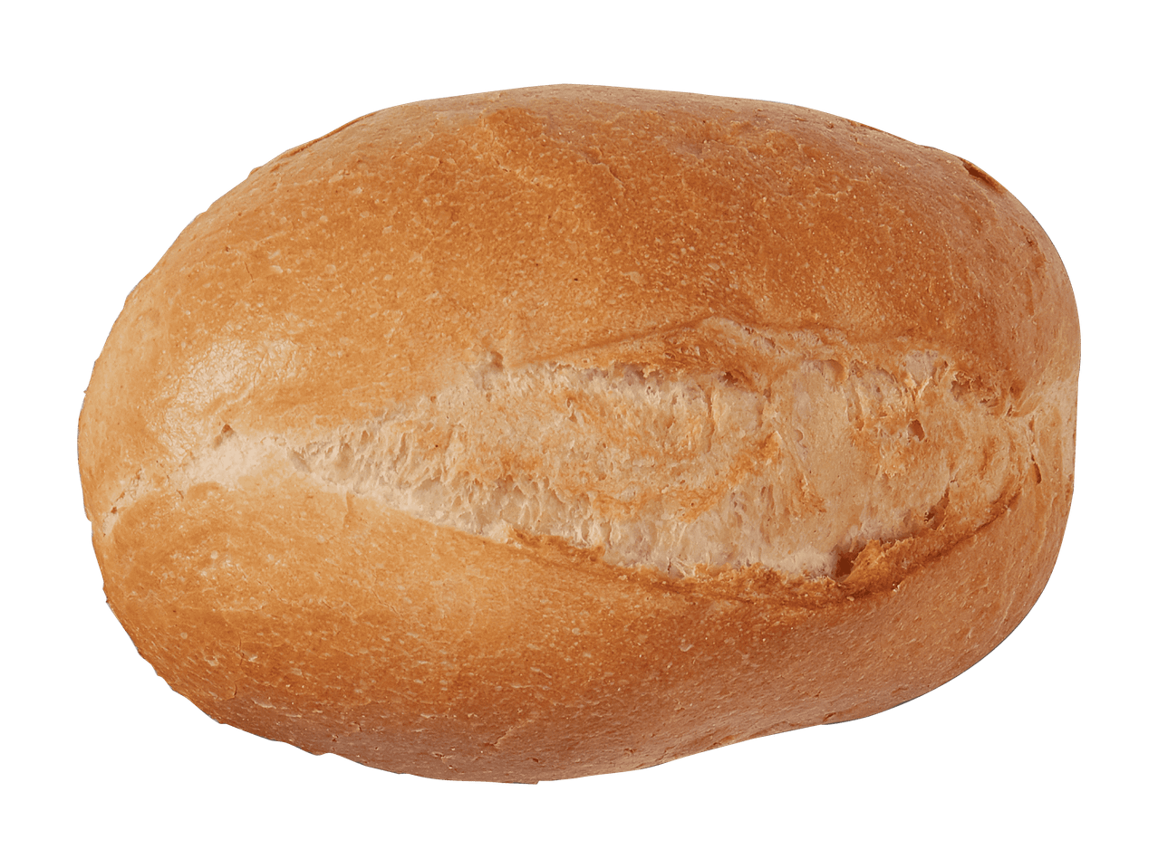 Ein ovales Weißbrot mit goldener Kruste und einem zentralen Einschnitt.