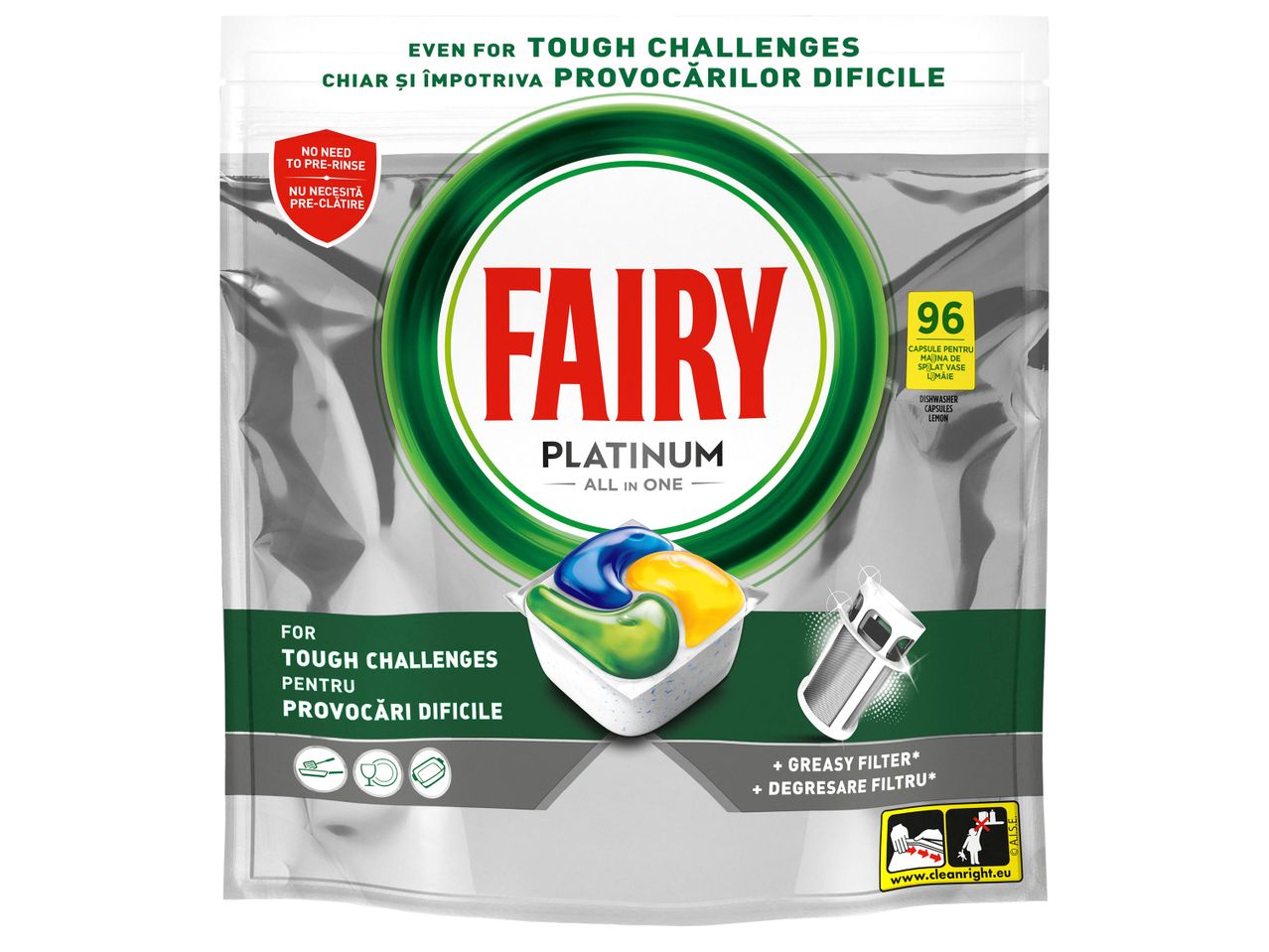 Fairy Platinum Таблетки за съдомиялна, 96 бр./опаковка