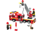 Lupilu vaikų konstravimo rinkinys: gaisrinė mašina su ugniagesių figūrėlėmis ir priedais.