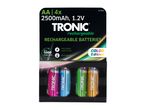 TRONIC AA 2500mAh 1.2V rechargeable batteries, 4-pack, Color Edition