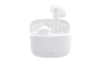 White wireless earbuds in an open charging case