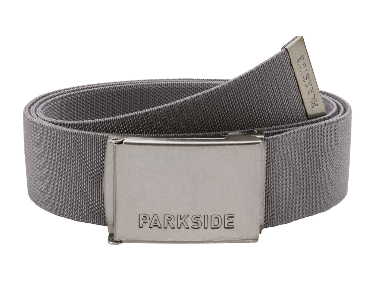 Cinto cinza Parkside com fivela de metal.