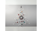 3M Deko-Clips/Haken hold Christmas tree-shaped string lights and ornaments on a gray wall.