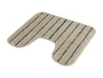 Beige striped toilet bath mat.
