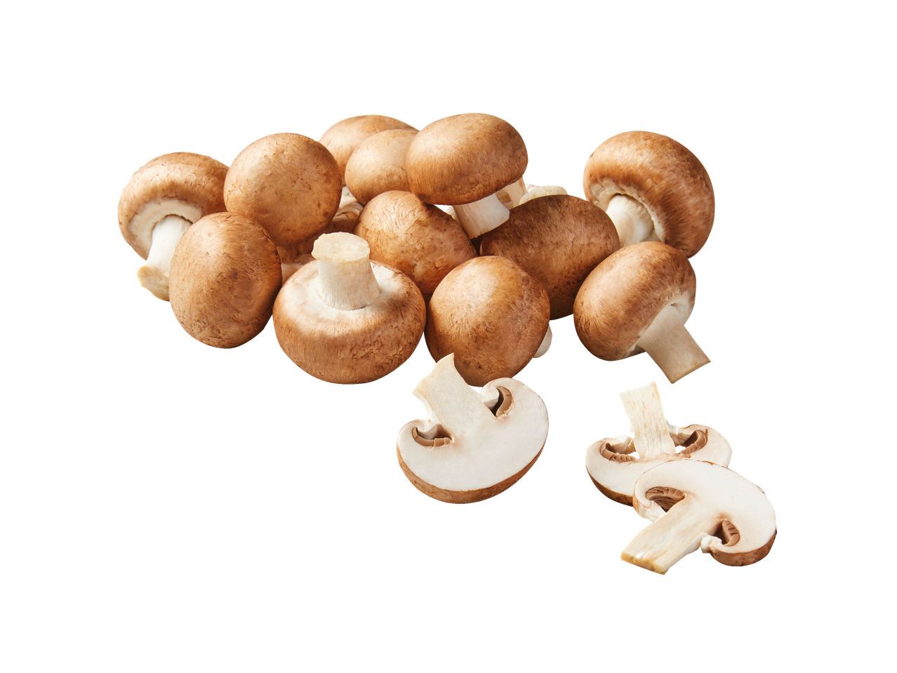 Rudi baravykai, sveiki ir supjaustyti.