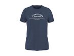Mørkeblå t-shirt med teksten 'SPORTS CLUB Love for Leisure' og en beskrivelse af livsstil.