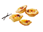 Pâtisseries portugaises Pastel de Nata avec gousses de vanille.