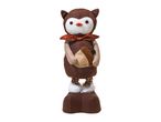 Brown owl plush toy with an orange bow and an acorn