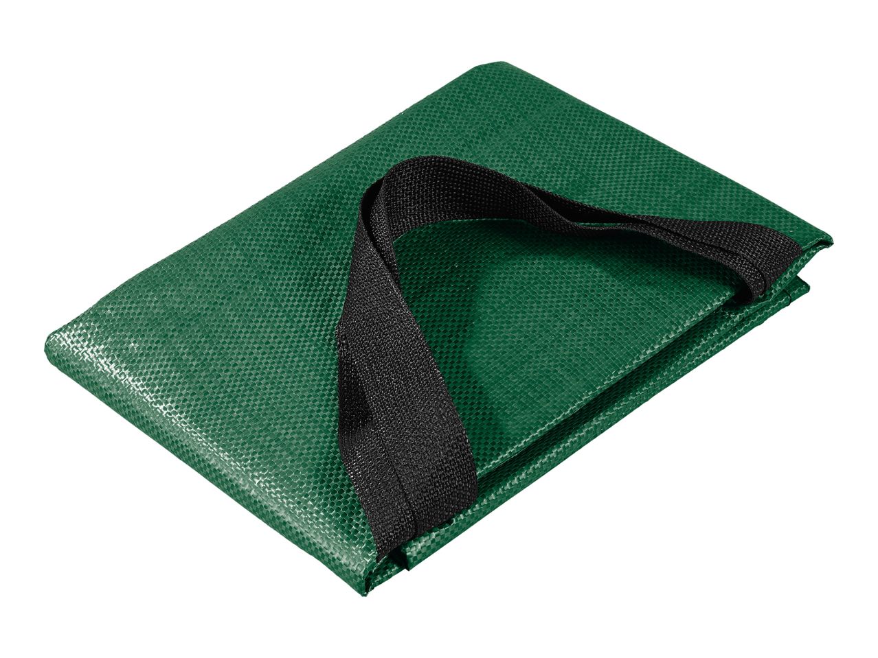Folded green garden waste bag with black handles