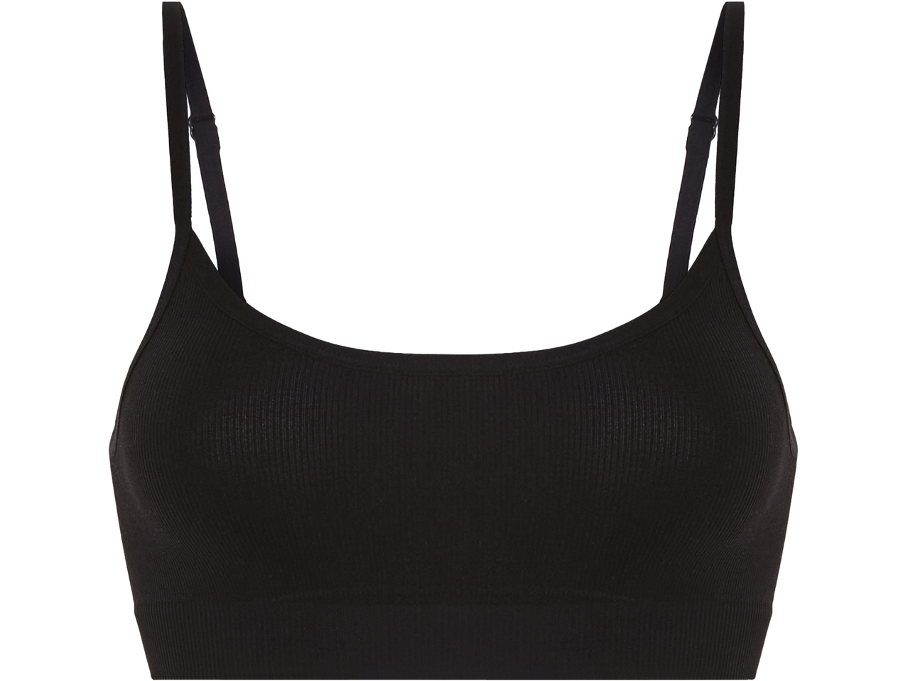 Svart ribbstickad sport-bh.