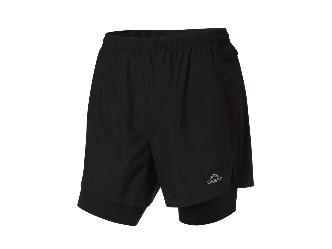 Shorts de course Crivit noirs à double couche.
