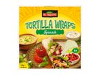 Tortilla wraps with spinach, served with chicken, vegetables, and dips, 240g (6x20cm).