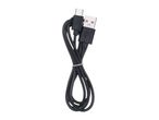 Black USB-A to USB-C charging cable, coiled and secured with a white tie