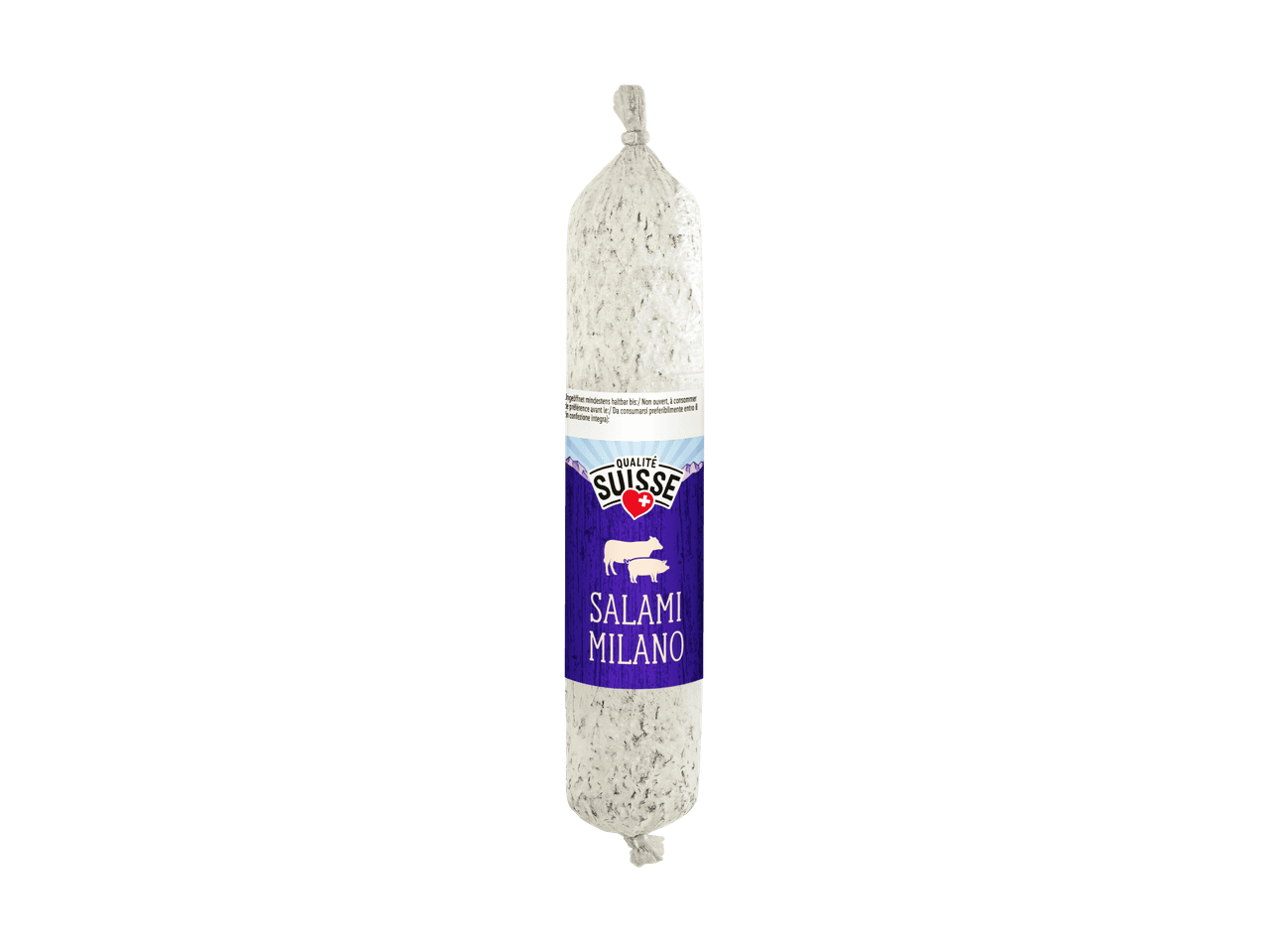 Salami Milano mit Qualité Suisse Etikett.