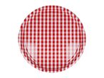 Round red and white checkered picnic tray