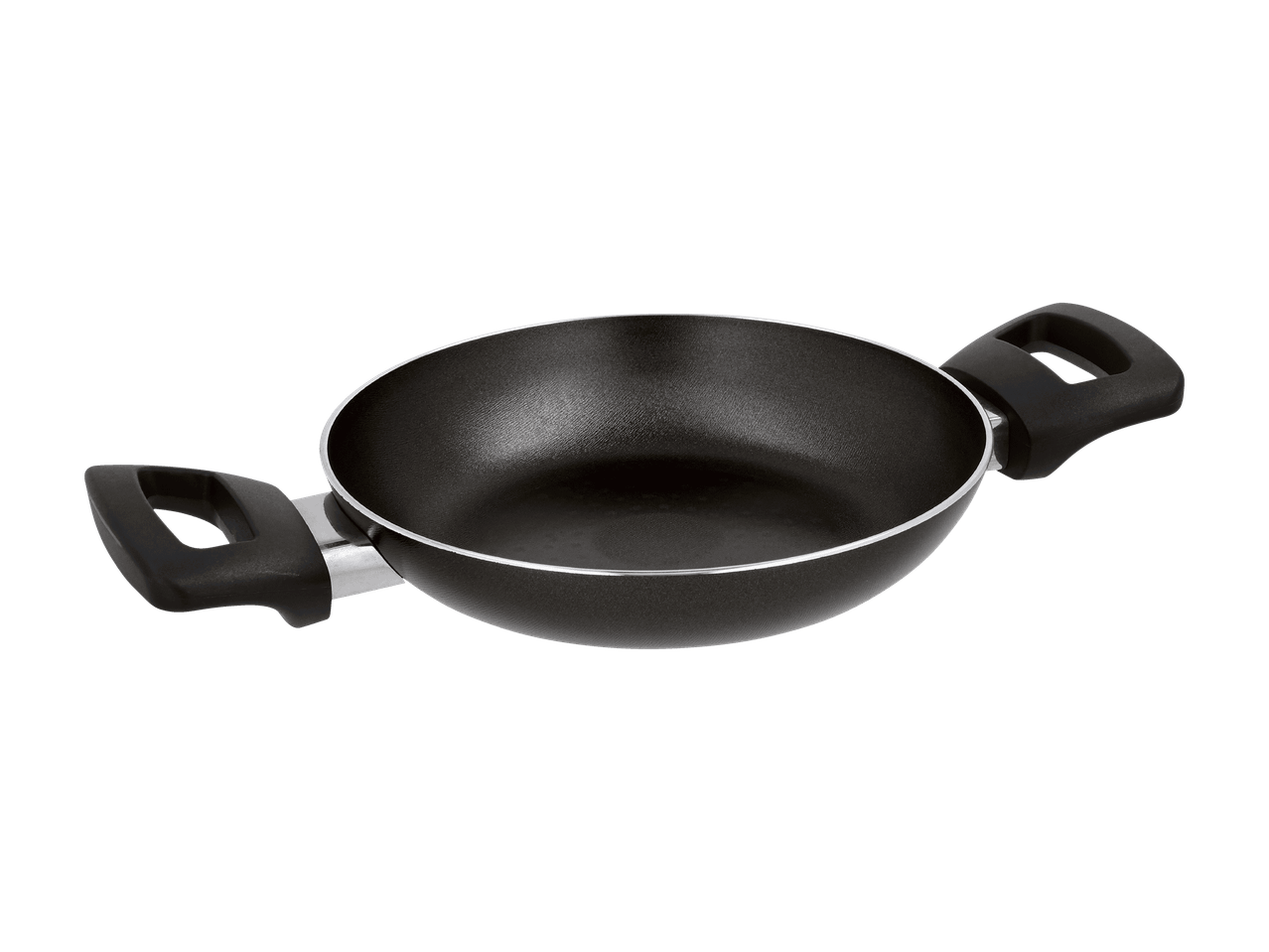 Sort gryde med to håndtag og en non-stick belægning.