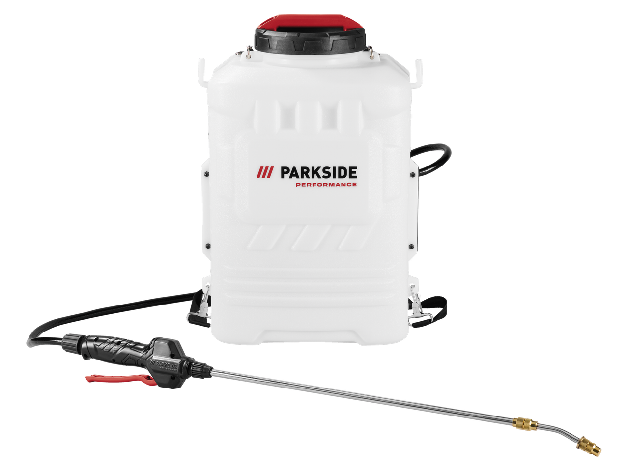 Parkside Performance® 20 V akkumulátoros háti permetező szórófejjel.