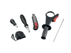 Conjunto de ferramentas: fita métrica Parkside, estilete, chave de fenda e broca.