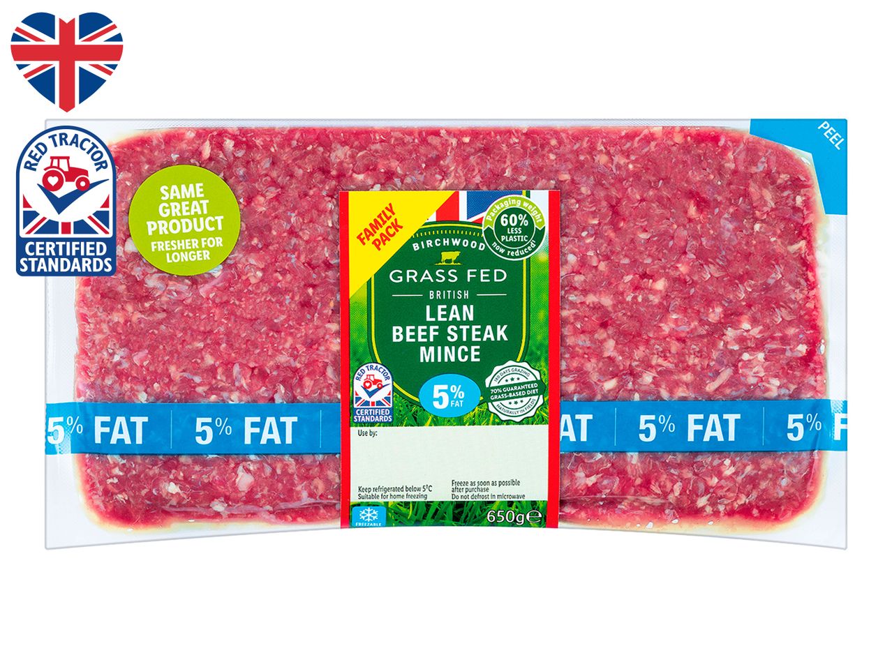 Go to full screen view: Birchwood Grass Fed British Lean Beef Steak Mince 5% Fat - Image 1
