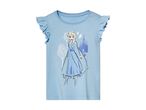 Light blue Frozen Elsa girls' t-shirt with ruffled sleeves.