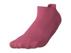 A single pink ankle sock with textured patterns, viewed from the side.