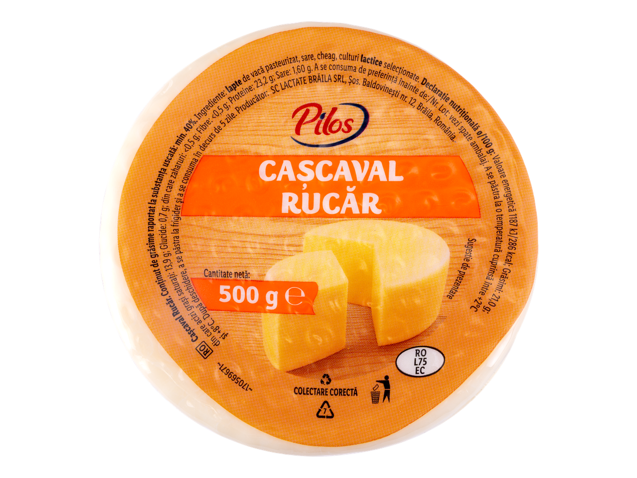 Pilos Cașcaval Rucăr rotund, ambalaj de 500g