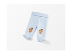 Light blue baby footed pants with cute acorn illustrations.